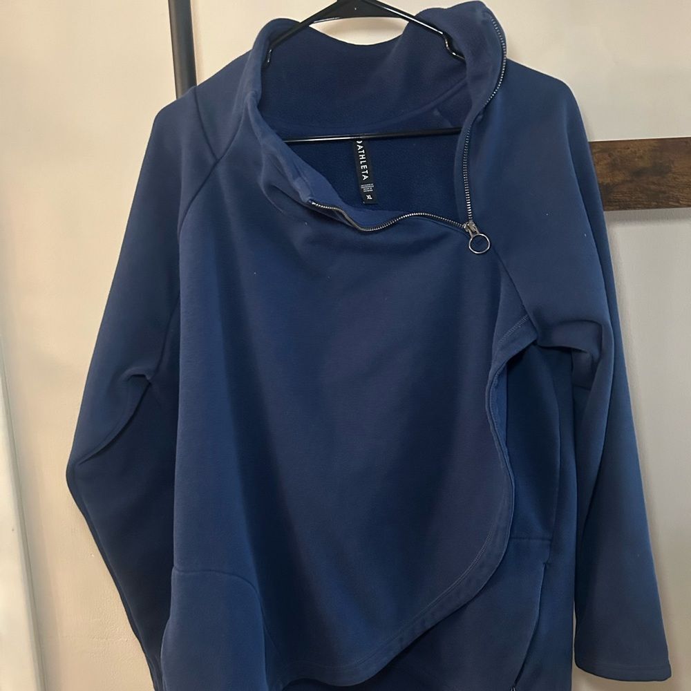 Athleta Cozy Karma Asym Pullover Navy Blue XL